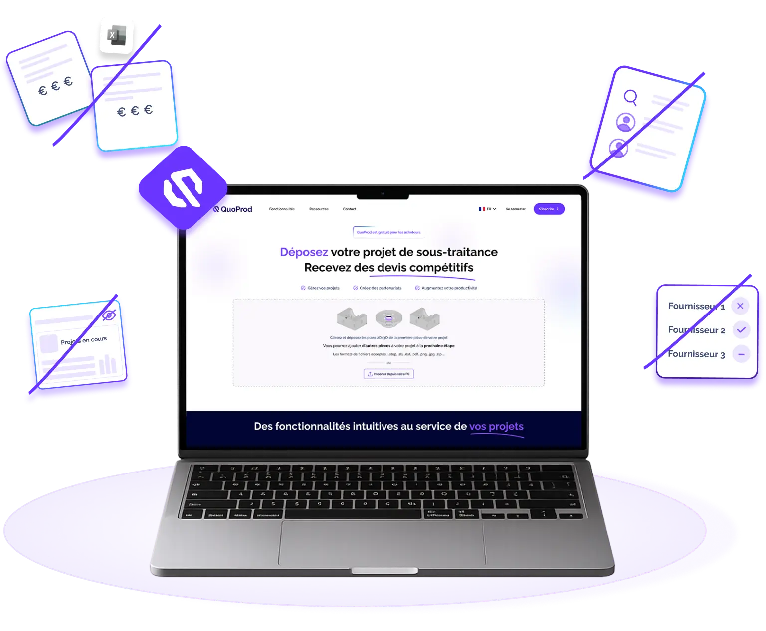 Interface QuoProd de dépôt de projet pour les acheteurs Interface QuoProd de dépôt de projet pour les acheteurs